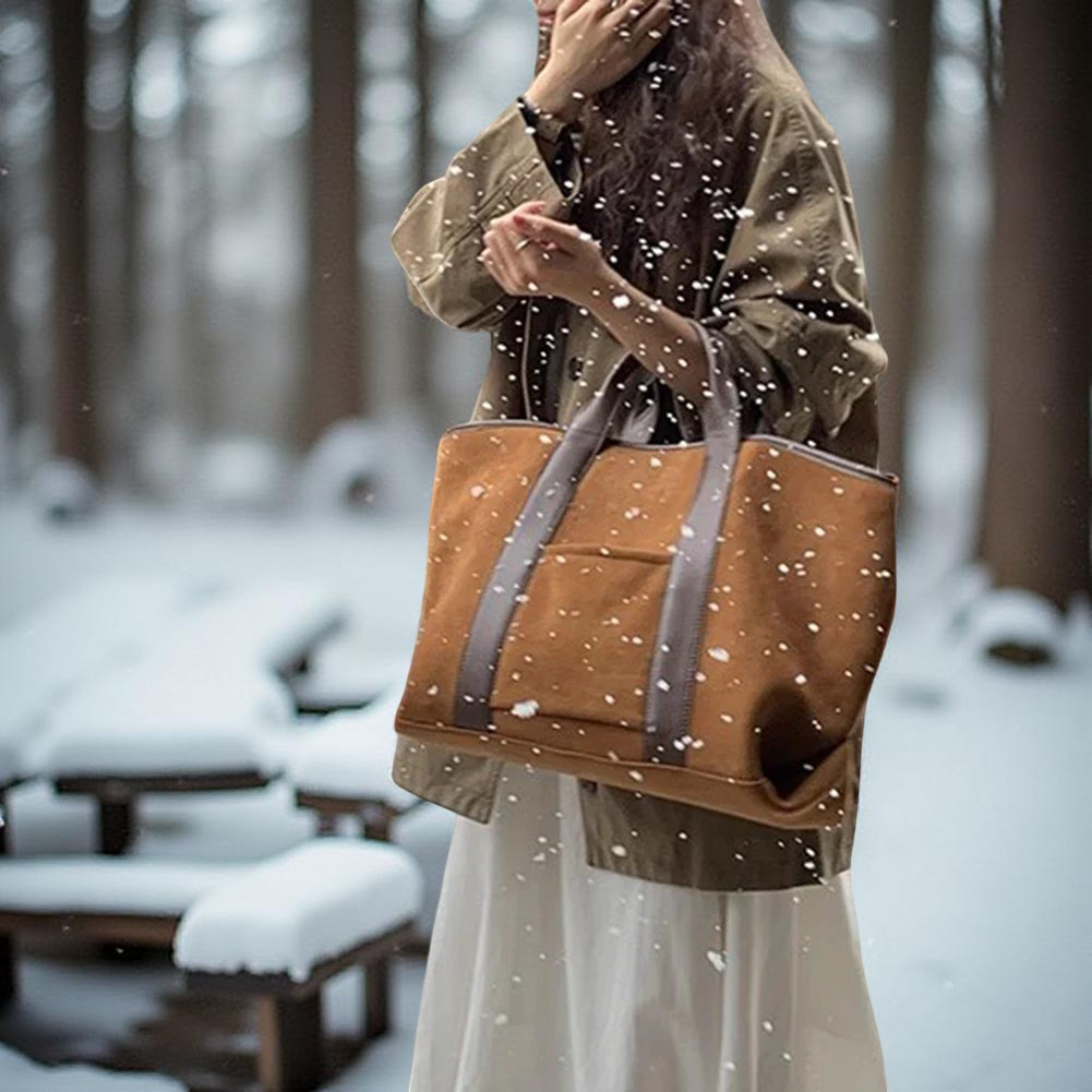 Interior view of Isabella tote bag showing spacious compartment and organized pockets