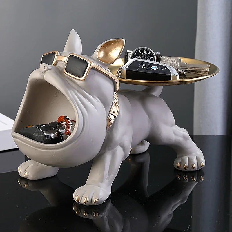 30cm Bulldog Figurine Storage Box - Resin Dog Statue Ornament