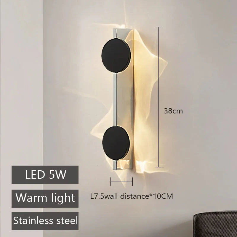Modern LED Wall Light - Rotatable Corrugated Stainless Steel Sconce