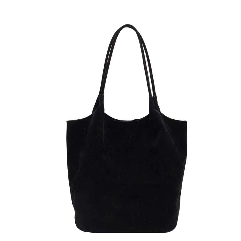 Sophia premium suede tote bag in black - luxury women's handbag