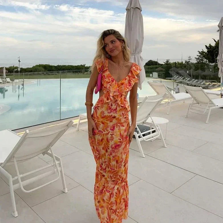Floral Ruffle Maxi Dress – Chic Summer Style