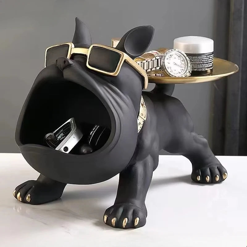 30cm Bulldog Figurine Storage Box - Resin Dog Statue Ornament
