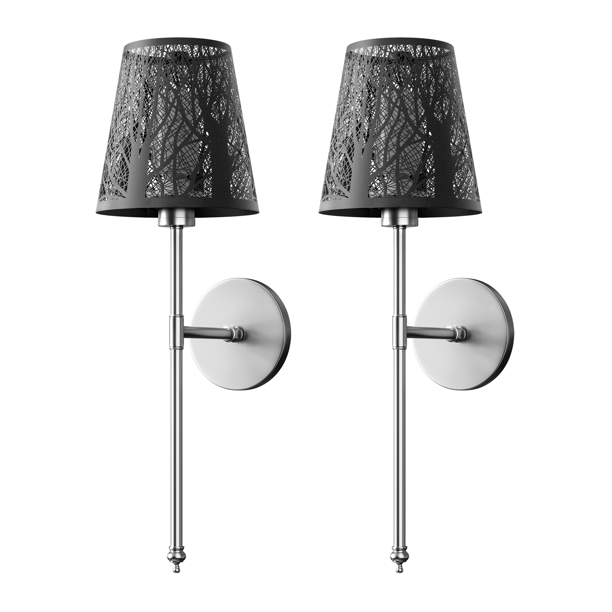 Set of 2 Wireless Metallic Wall Sconces | Gold, Black & Silver