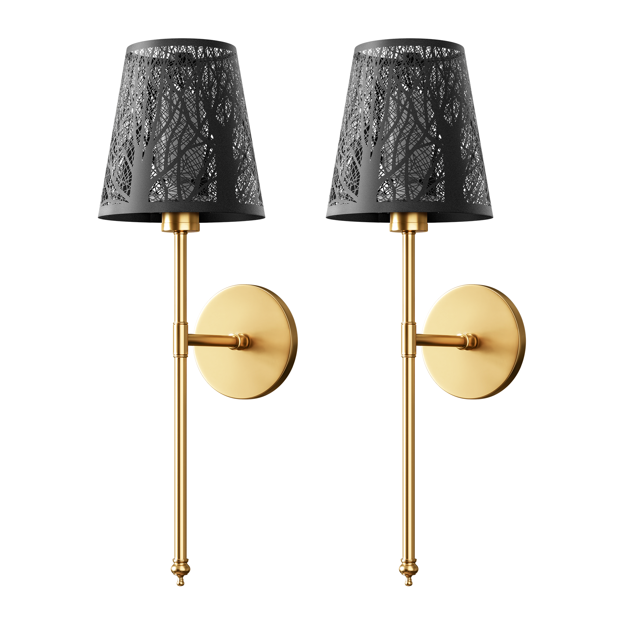 Set of 2 Wireless Metallic Wall Sconces | Gold, Black & Silver
