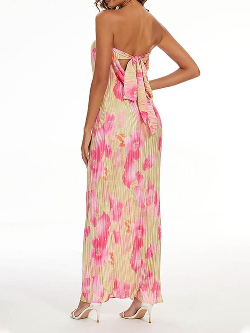 Floral Print Bandeau Maxi Dress - Stylish & Feminine