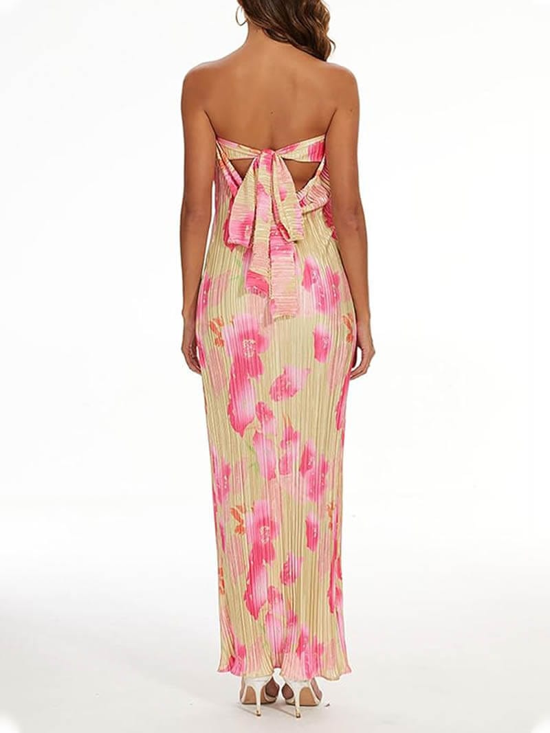 Floral Print Bandeau Maxi Dress - Stylish & Feminine