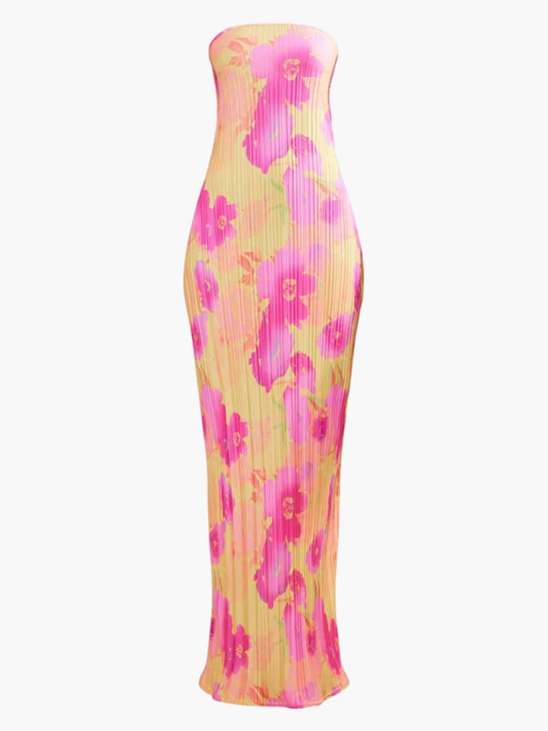 Floral Print Bandeau Maxi Dress - Stylish & Feminine
