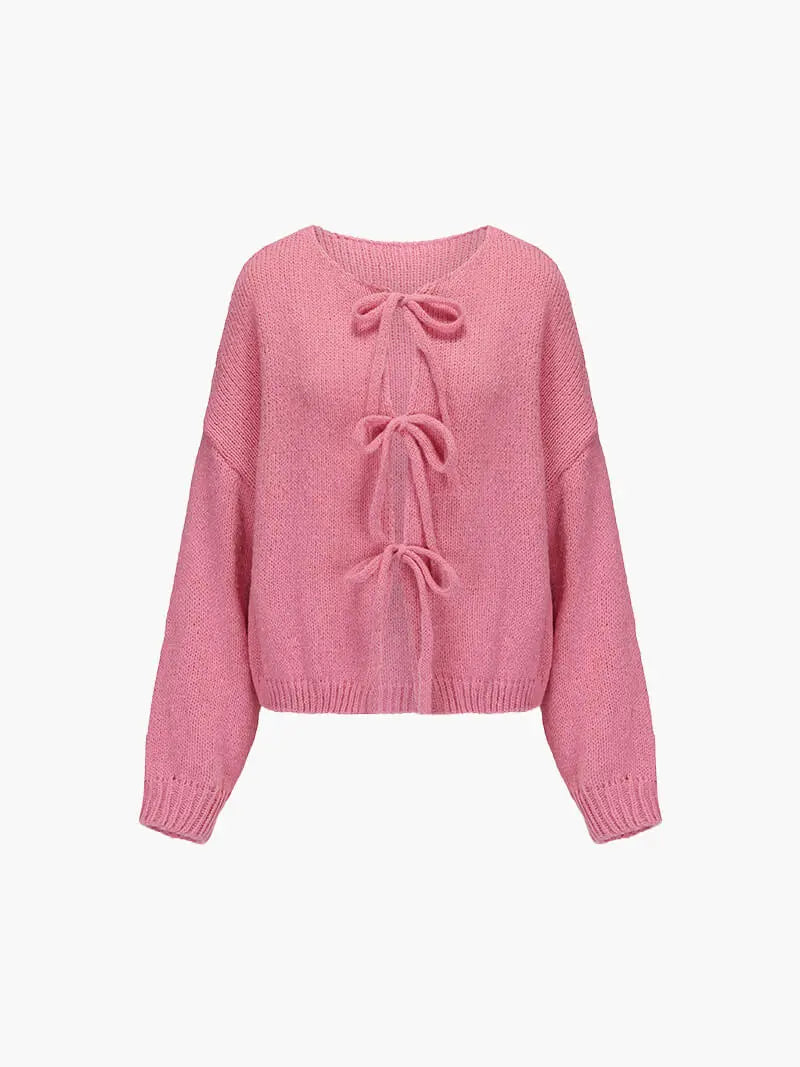 Soft Knit Cardigan with Bow