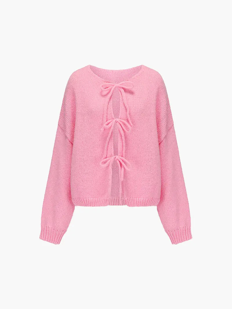 Soft Knit Cardigan with Bow