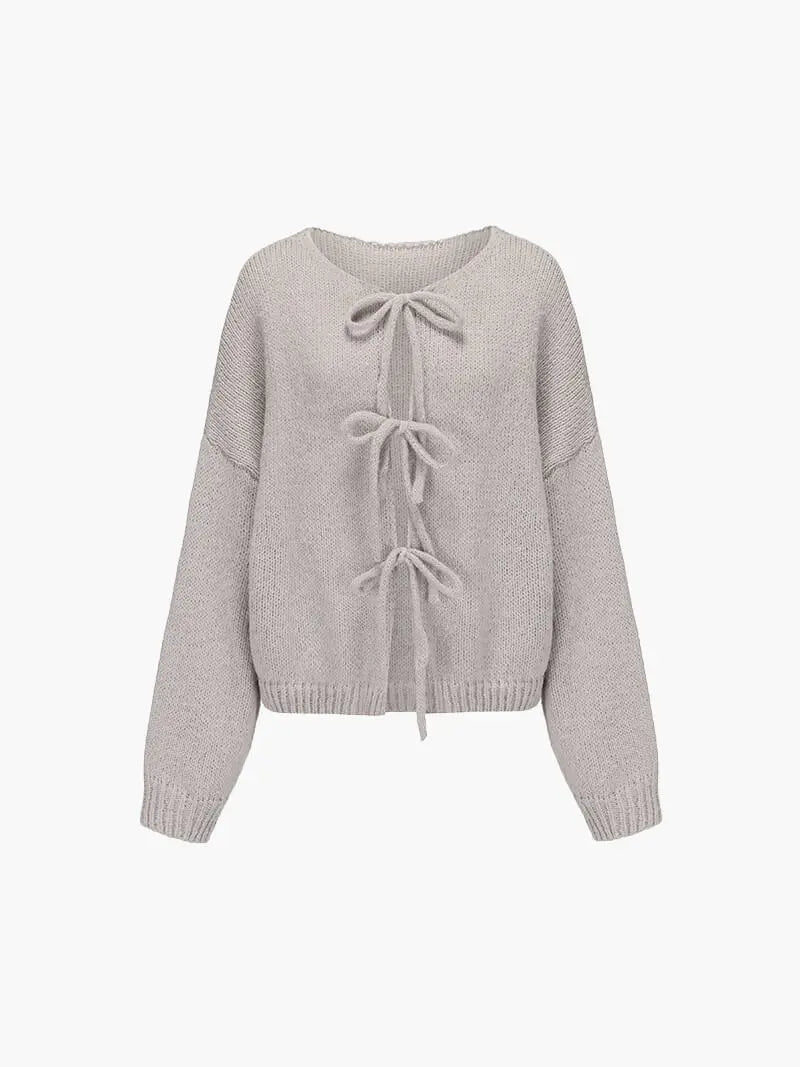 Soft Knit Cardigan with Bow