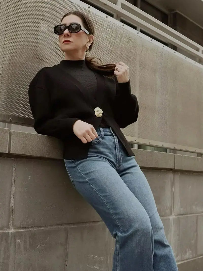 Knit Cardigan with Unique Button