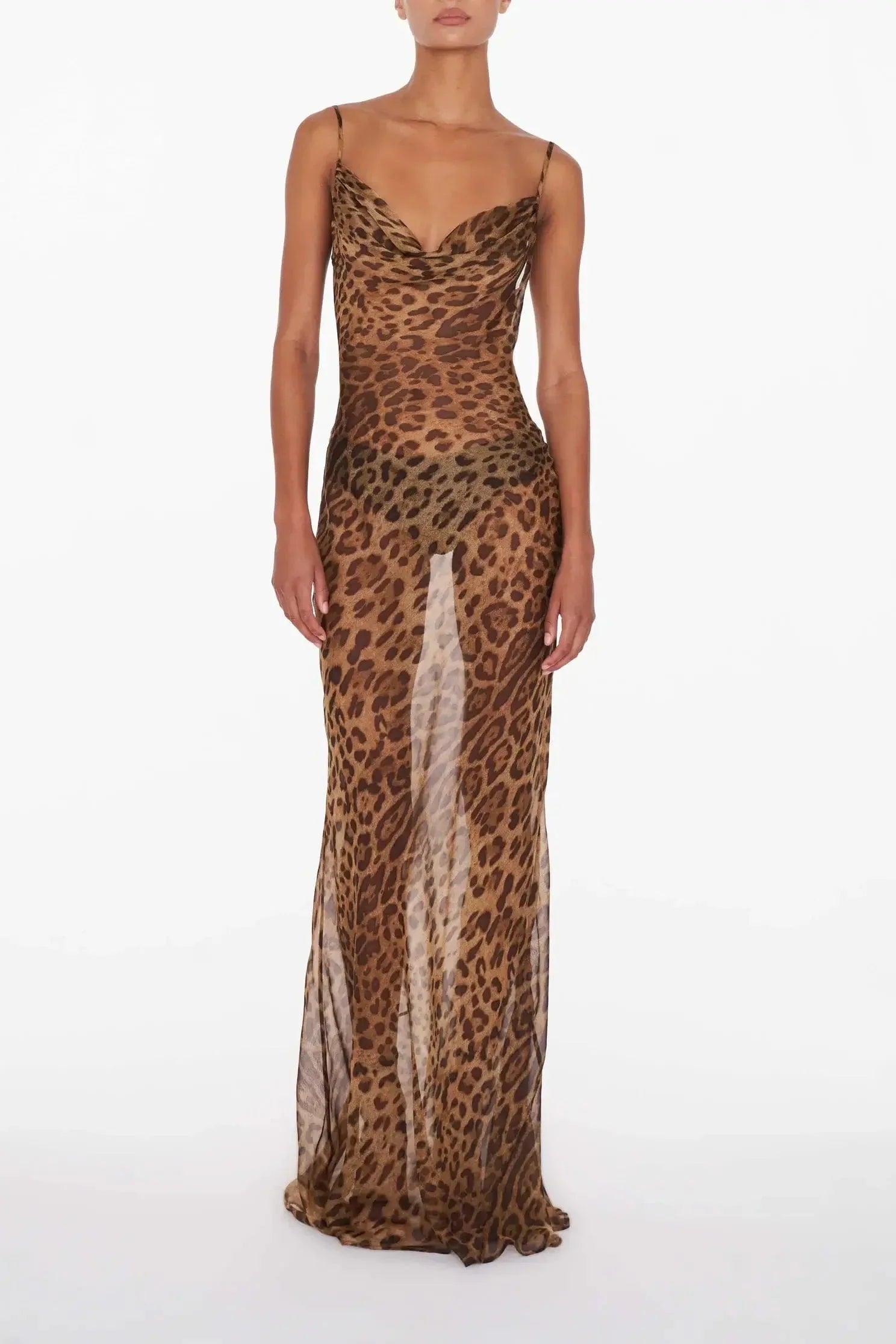 See-Through Leopard Maxi Dress – Wild & Alluring