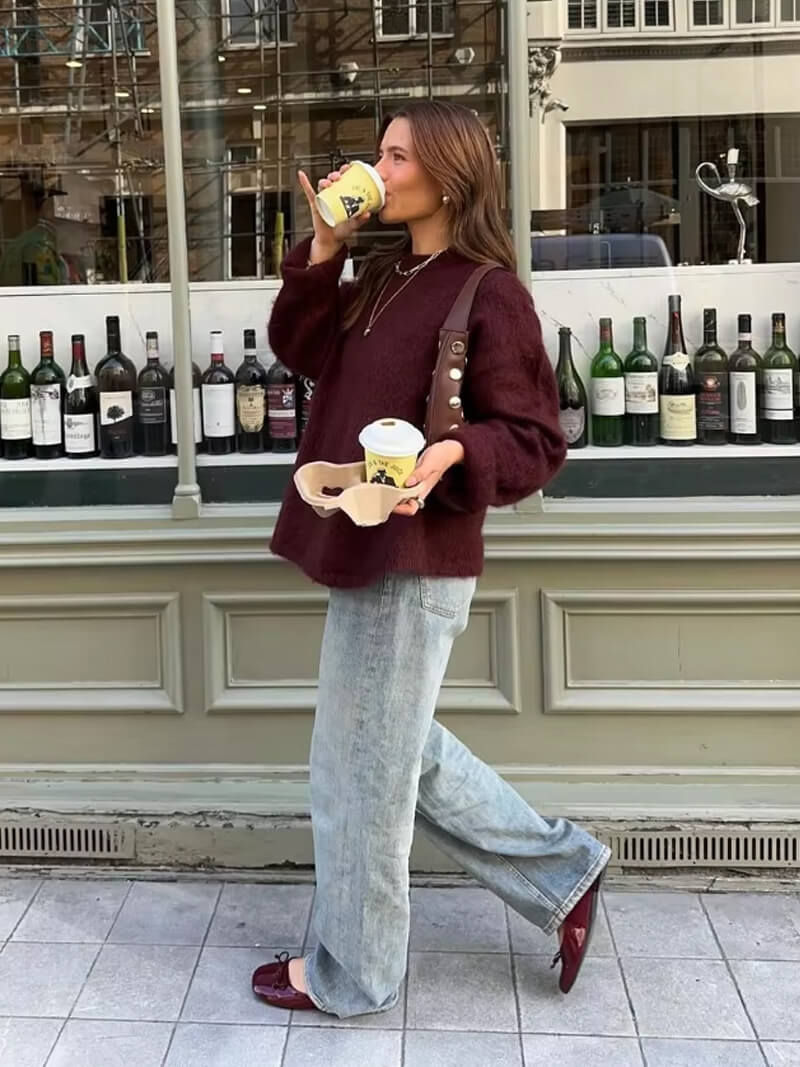 Women's Bordeaux Knit Pullover Sweater