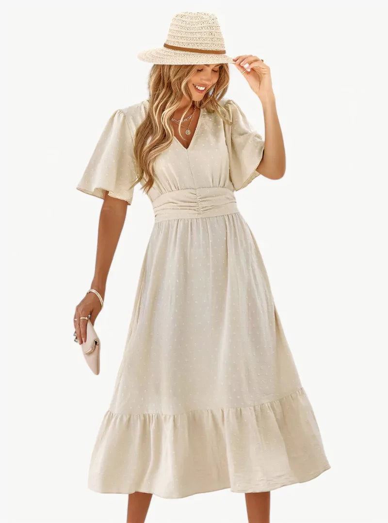 V-Neck Midi Summer Dress - Loose & Feminine