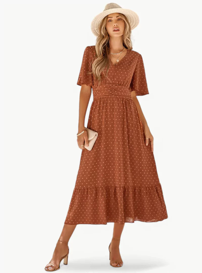 V-Neck Midi Summer Dress - Loose & Feminine