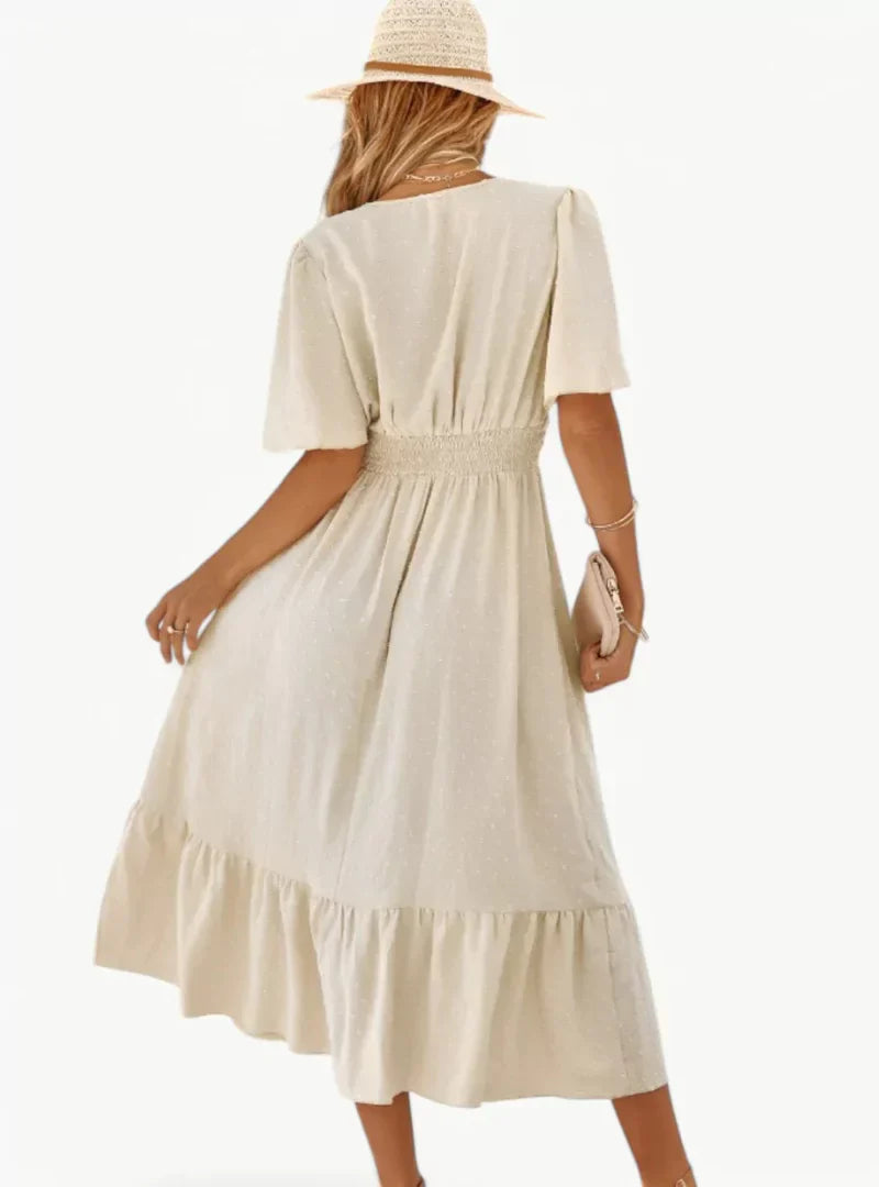 V-Neck Midi Summer Dress - Loose & Feminine