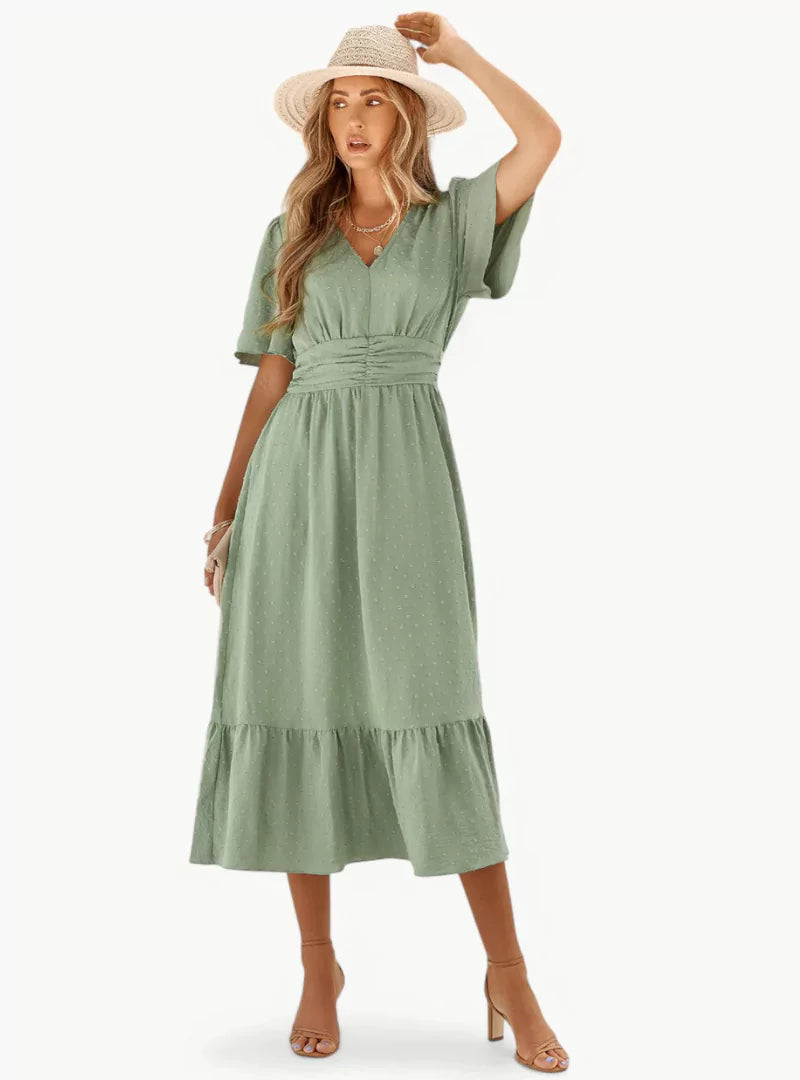 V-Neck Midi Summer Dress - Loose & Feminine