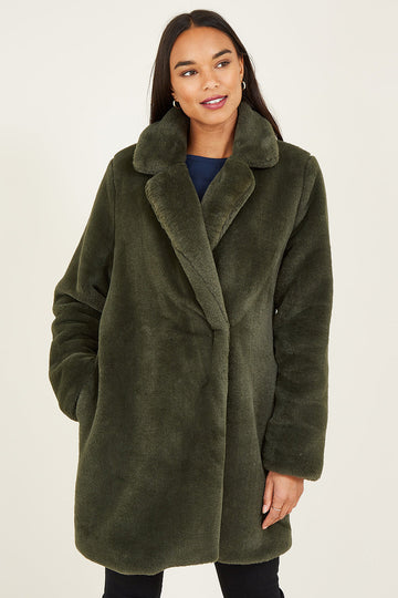 Green Faux Fur Coat