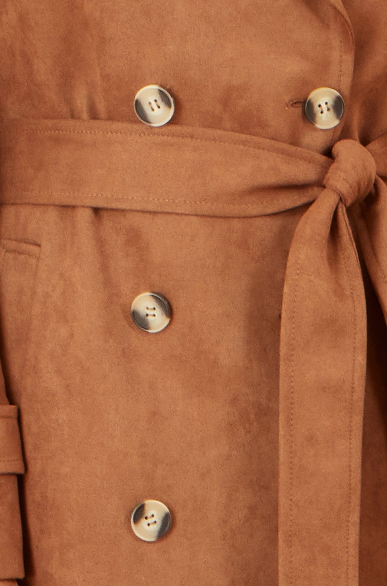 Brown Faux Suede Trench Coat