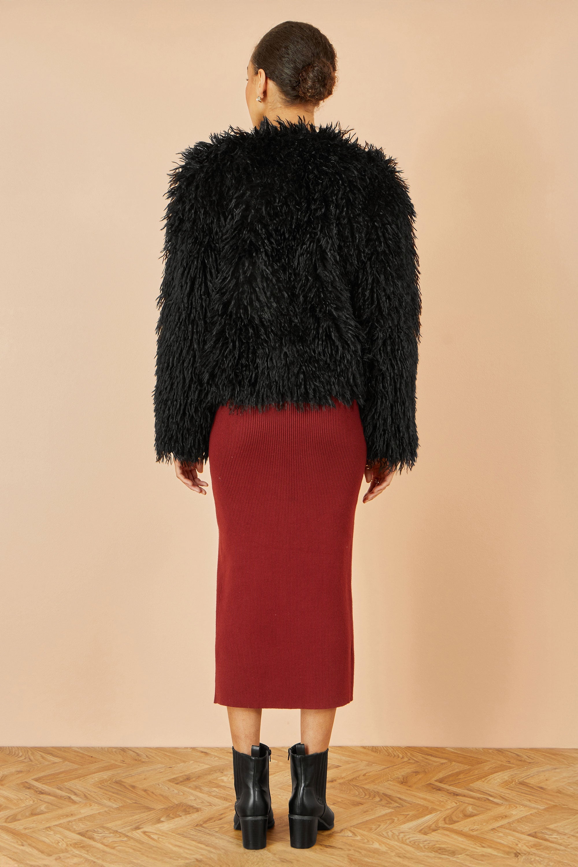 Black Extra Long Faux Fur Coat - Luxe Fluffy Statement Jacket