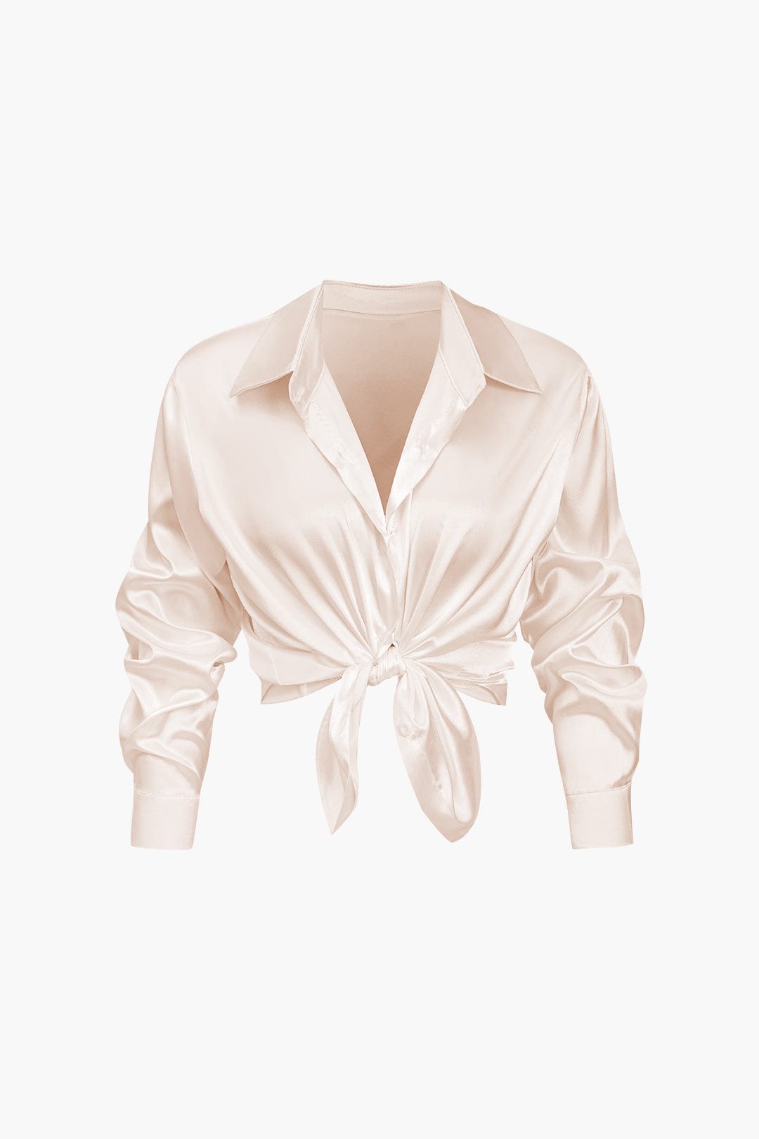 Elegant Long-Sleeve Satin Blouse