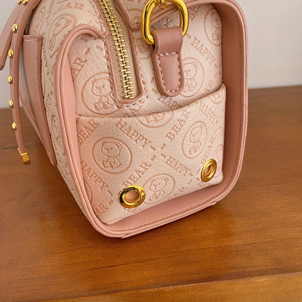 Elegant Pink Women's Handbag with Gold Hardware - Versatile Crossbody Mini Purse