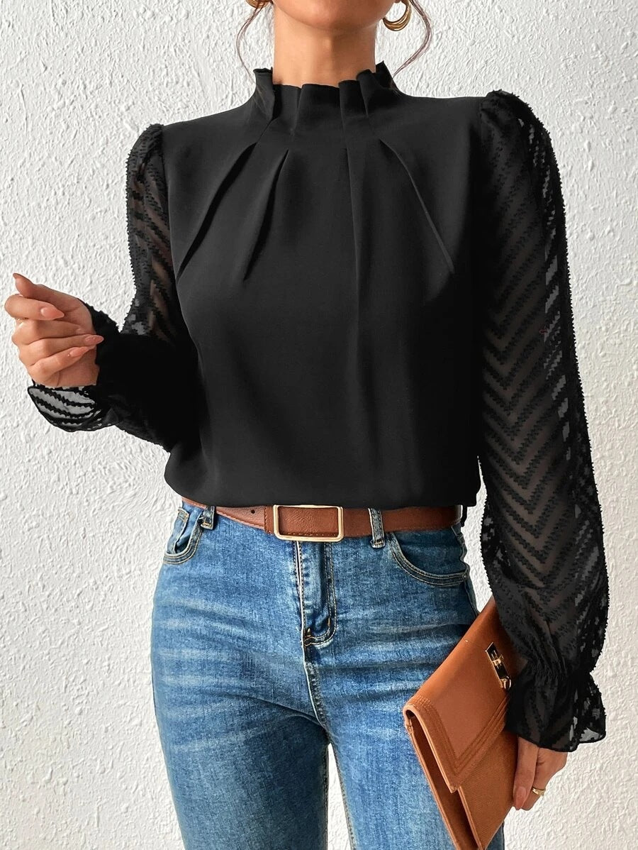 Anna Turtleneck front view – elegant women’s long sleeve top