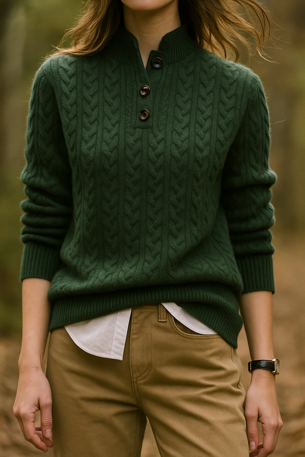 olive green view of Arden Knit Sweater
