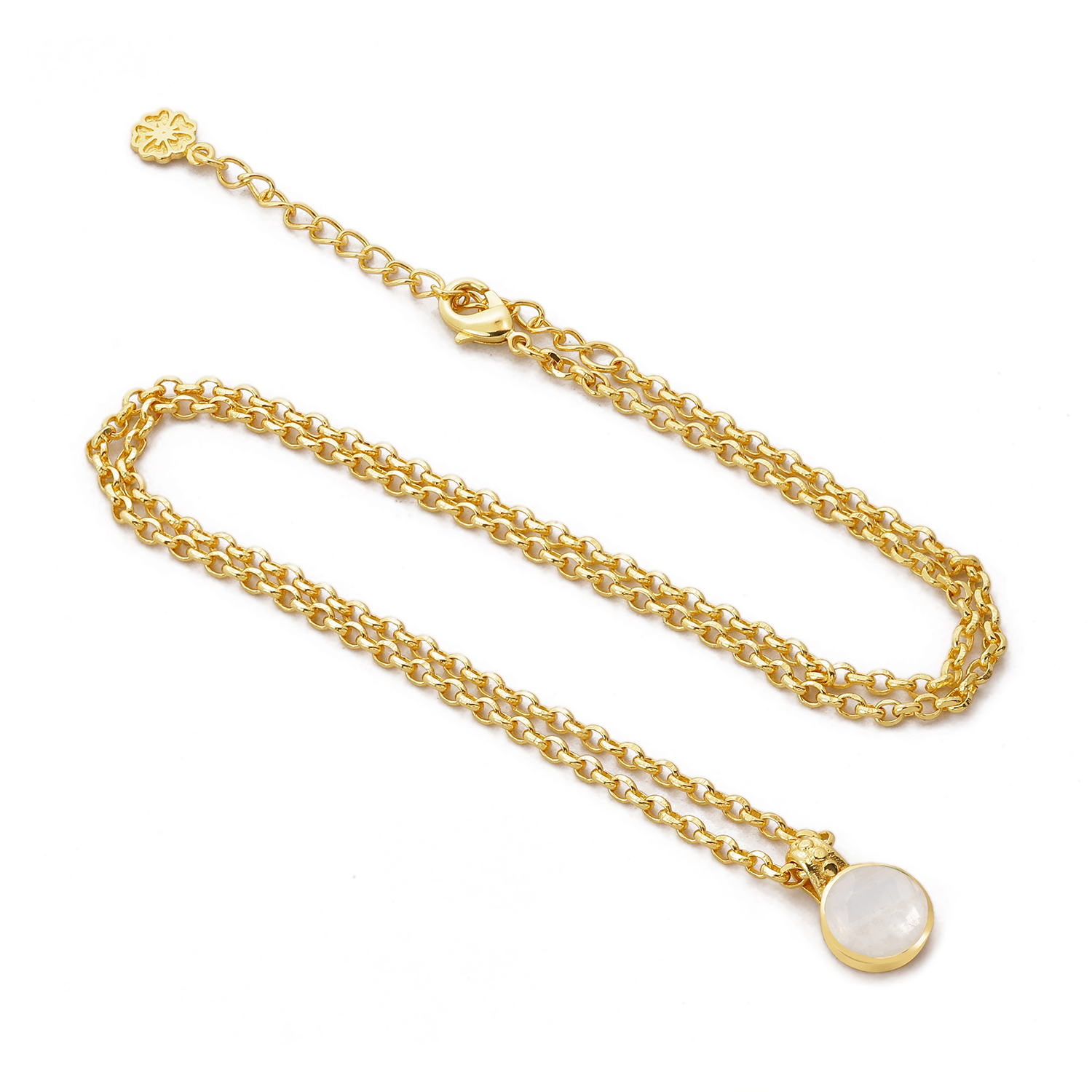 Charis Round Gemstone Necklace Moonstone