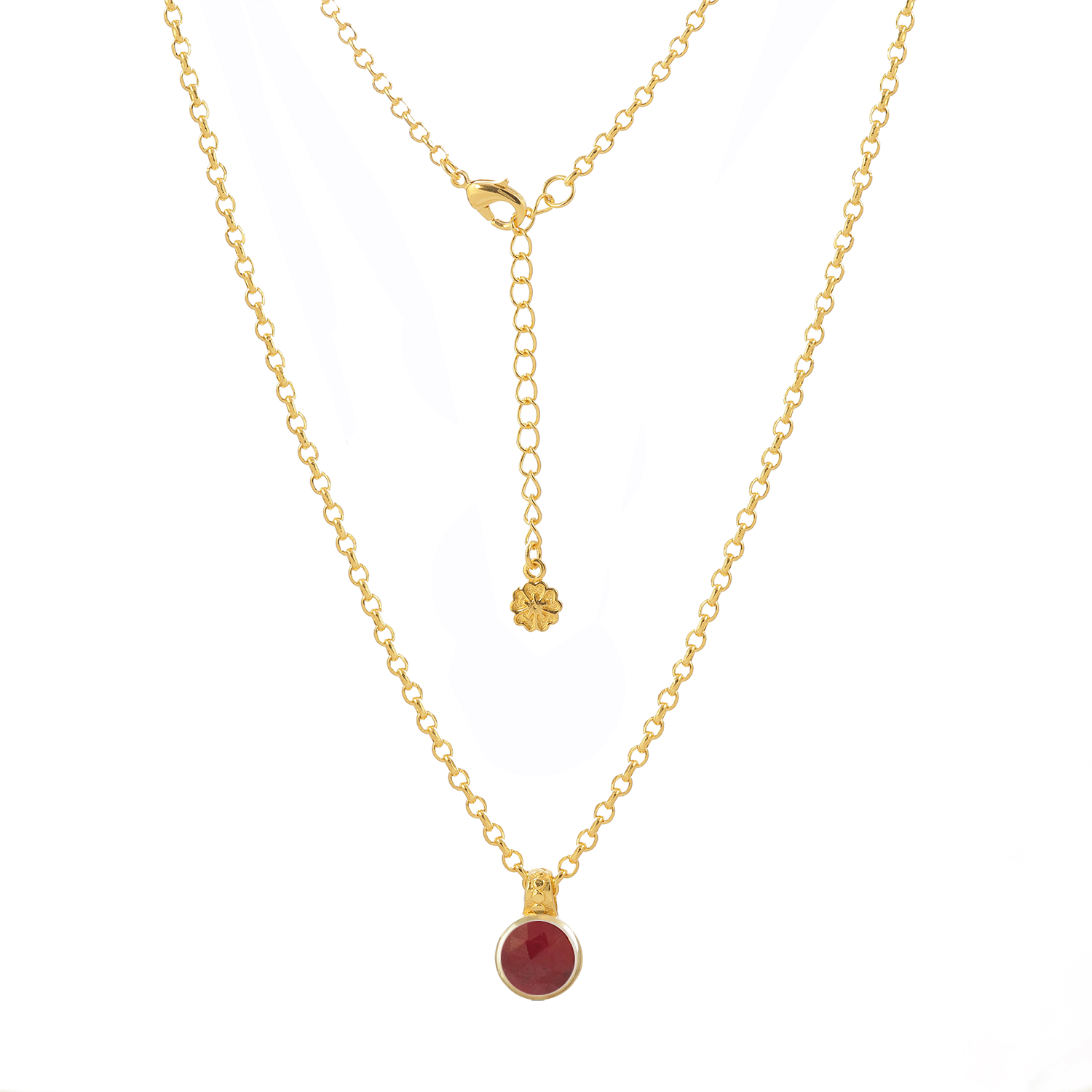 Ruby Gemstone Necklace Gold Plated - Handcrafted Pendant Jewellery