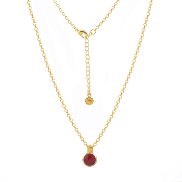 Ruby Gemstone Necklace Gold Plated - Handcrafted Pendant Jewellery
