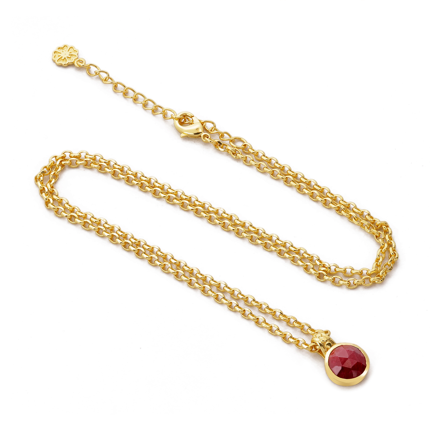 Ruby Gemstone Necklace Gold Plated - Handcrafted Pendant Jewellery