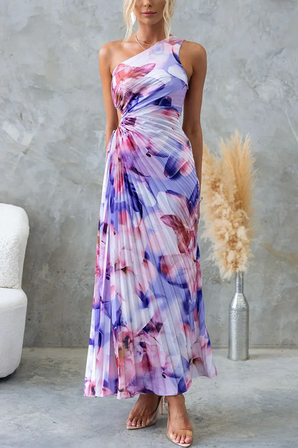 Asymmetrical One-Shoulder Maxi Dress with Cut-Out