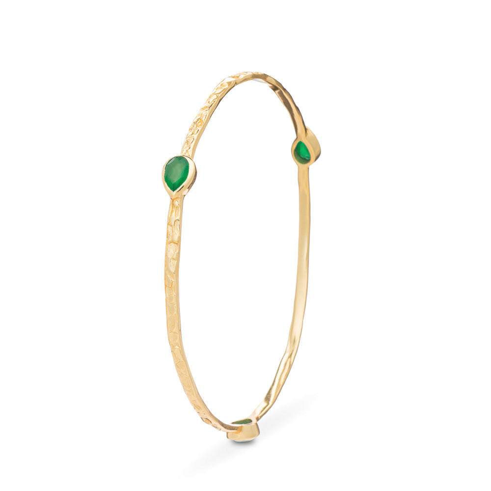 Simi Stacking Bangle - Green Onyx & 22K Gold Plated