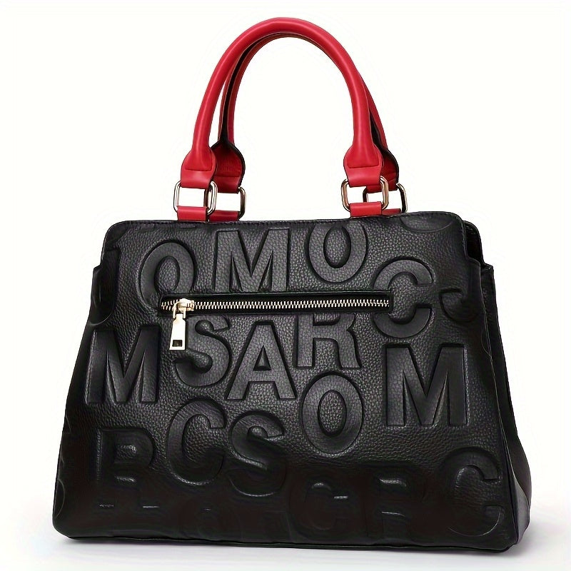 Luxury Leather Tote Bag for Women - Large Embossed Satchel