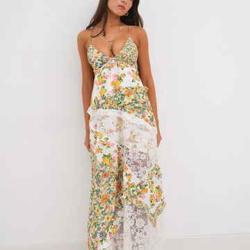 Floral Lace Maxi Dress with Spaghetti Straps