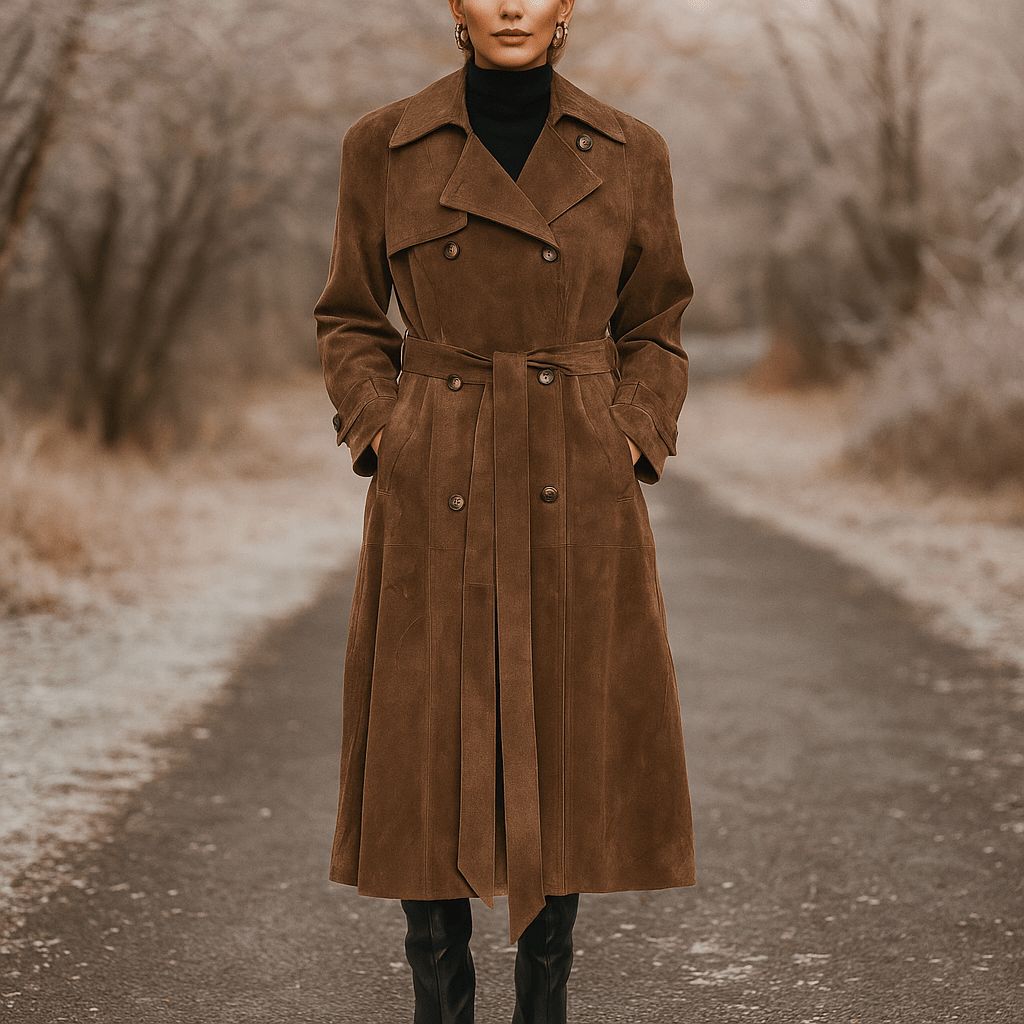 Suede Trench Coat - Stylish & Durable