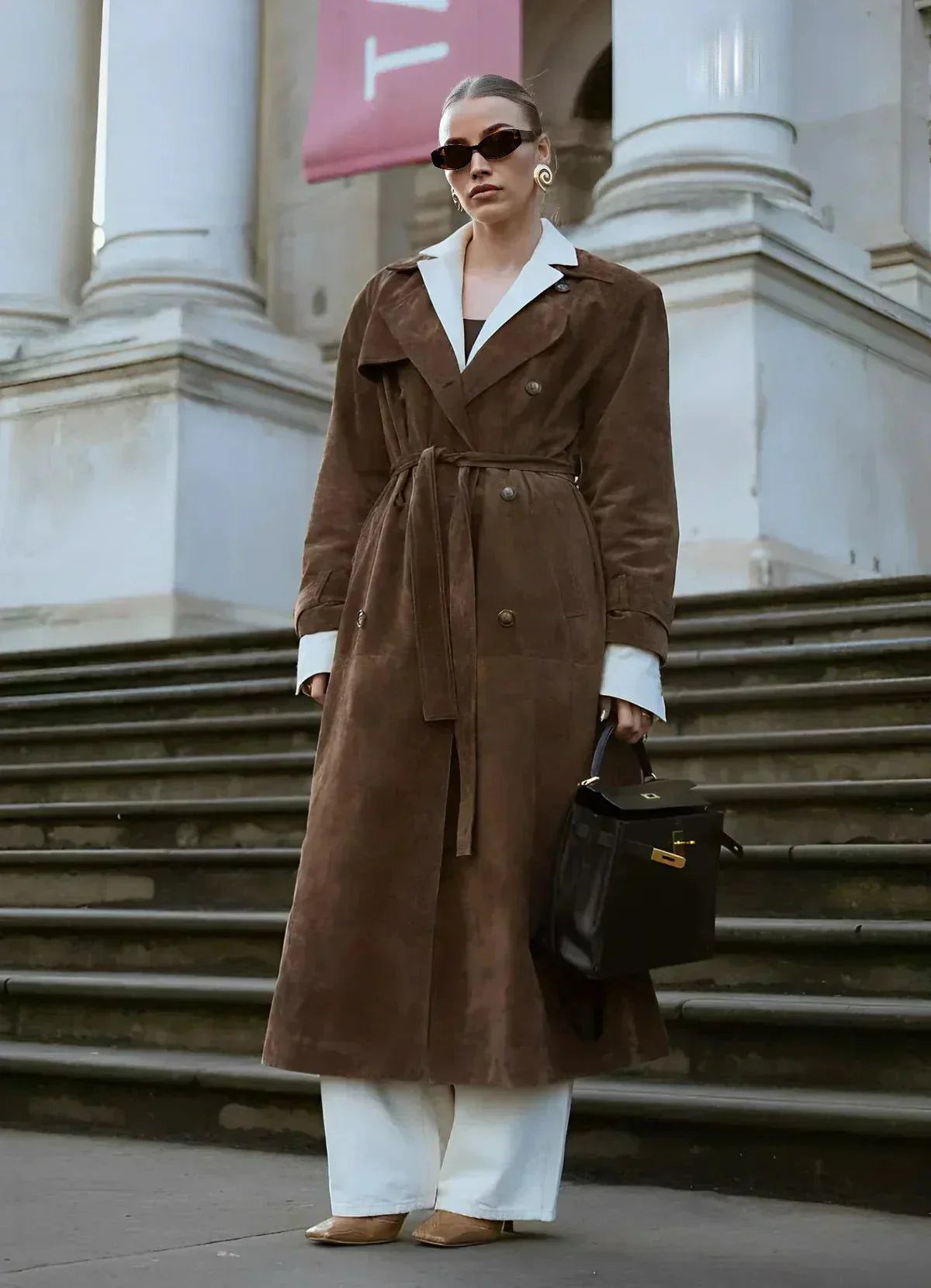 Suede Trench Coat - Stylish & Durable