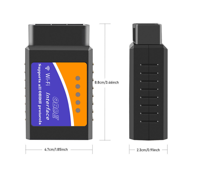 Rear view of Bluetooth OBD2 Scanner V1.

