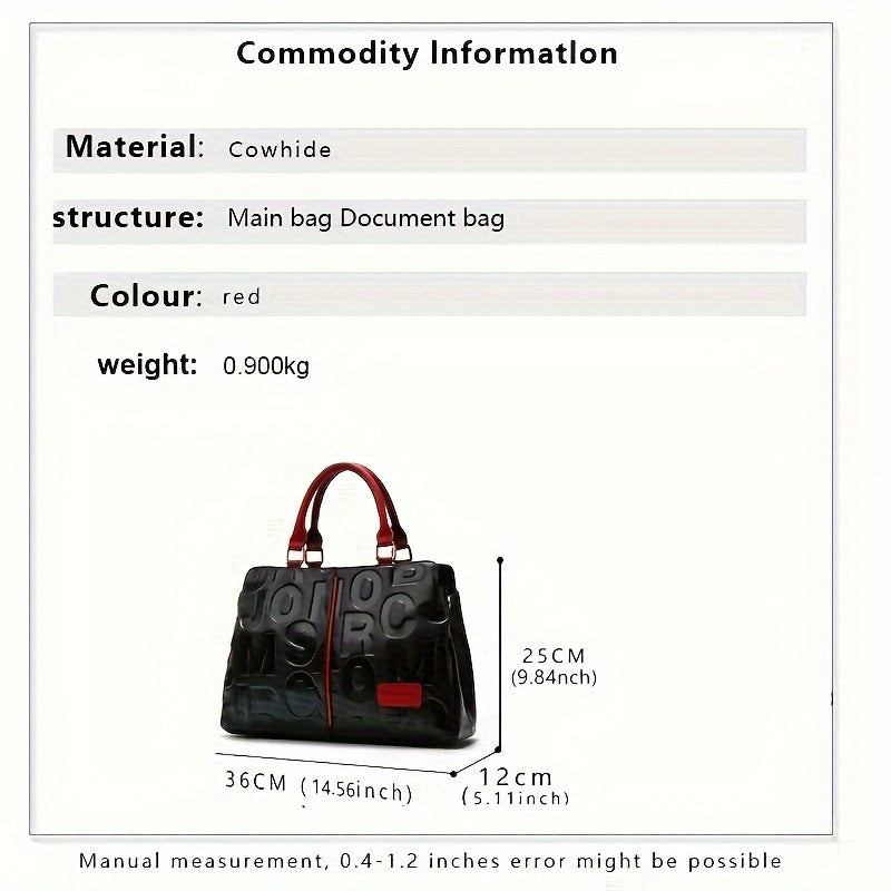 Luxury Leather Tote Bag for Women - Large Embossed Satchel