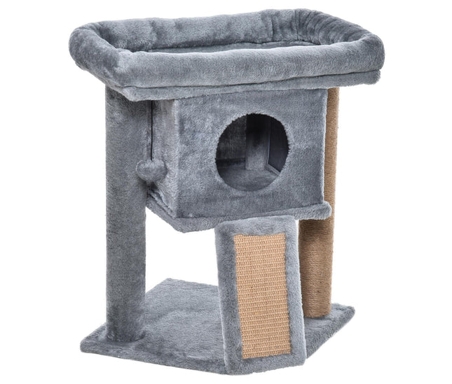 Grey cat tower front view

