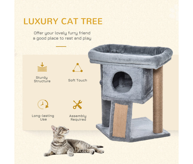 Jute scratching pad on cat tower

