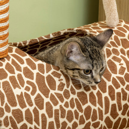 Cat tower with plush velvet tunnel


