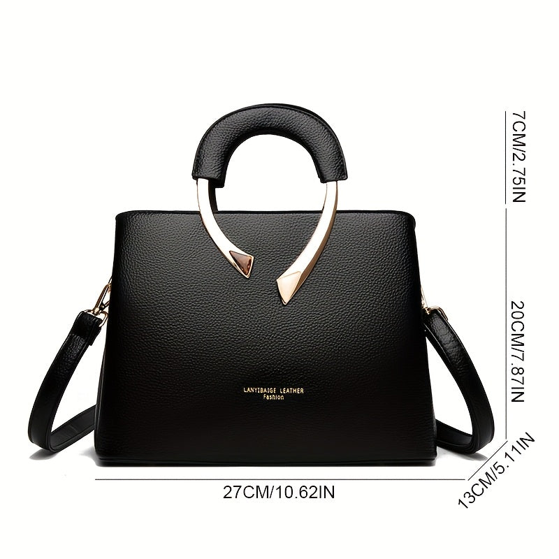 Vintage-Inspired Large Tote Bag with Detachable Shoulder Strap