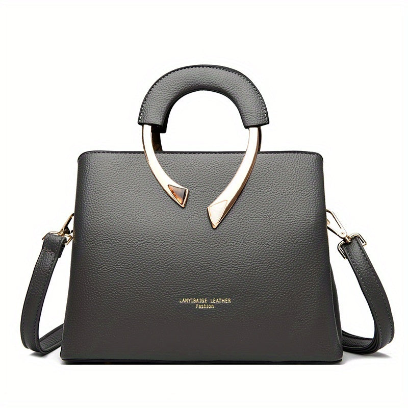 Vintage-Inspired Large Tote Bag with Detachable Shoulder Strap