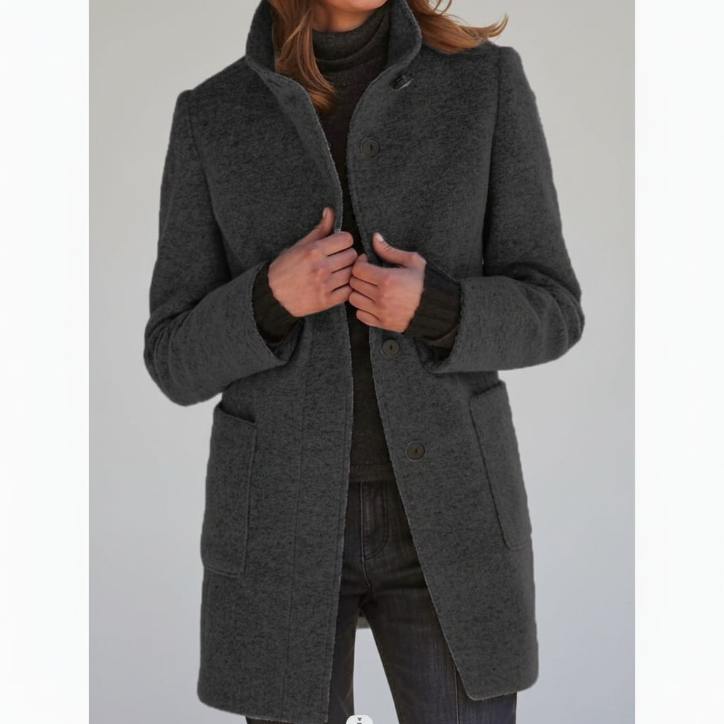 Black classic wool blend coat