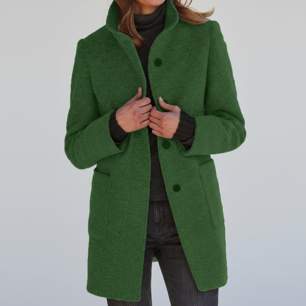 Green elegant women’s wool coat 