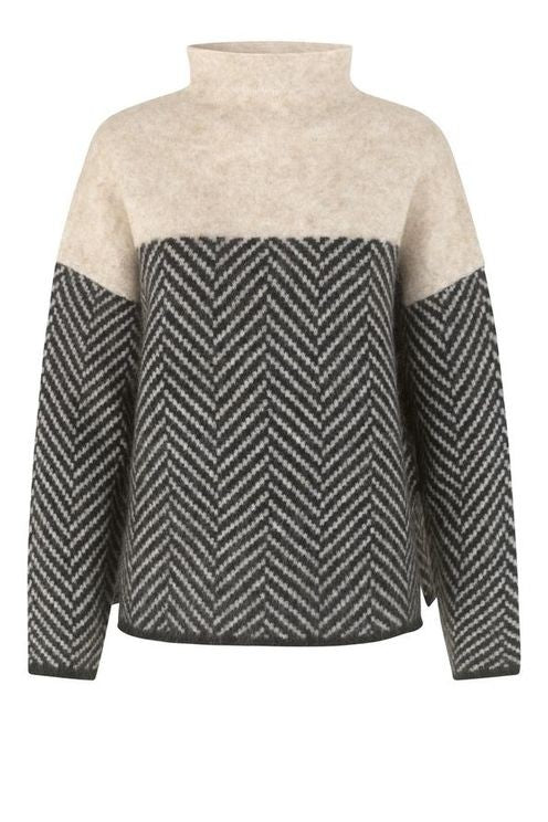 Women’s contrast high neck sweater front view