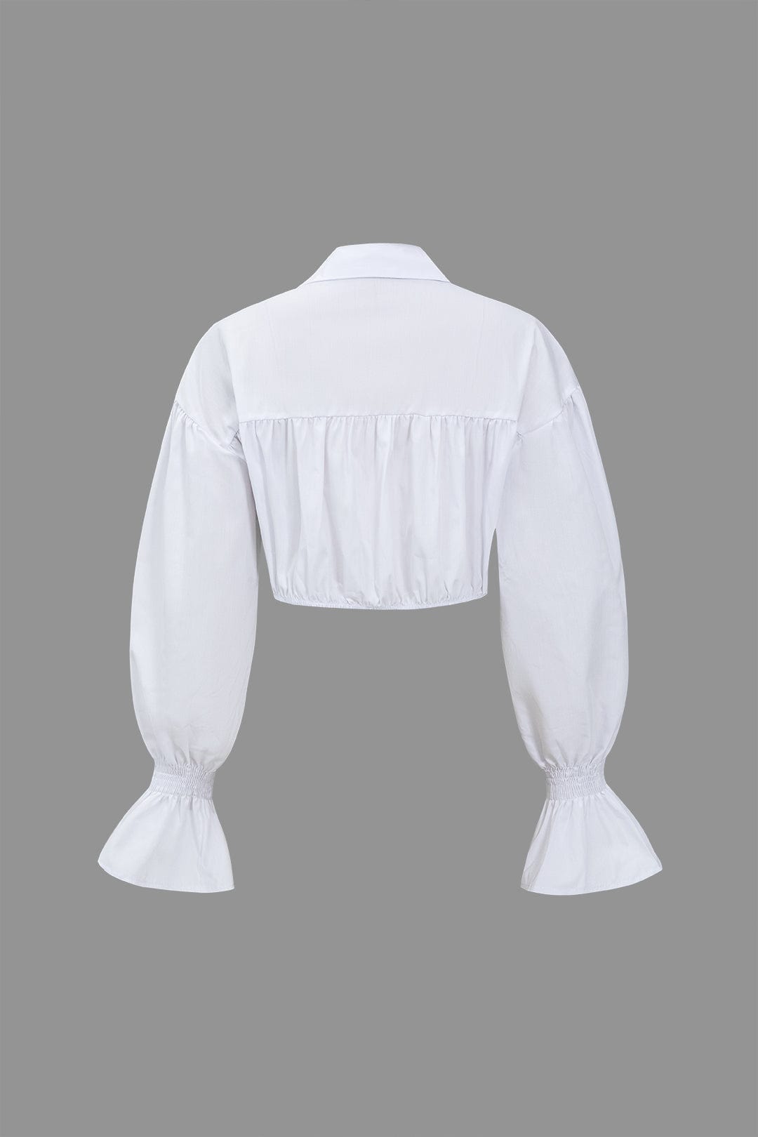 Cropped Shirt with Denim Corset and Voluminous Sleeves