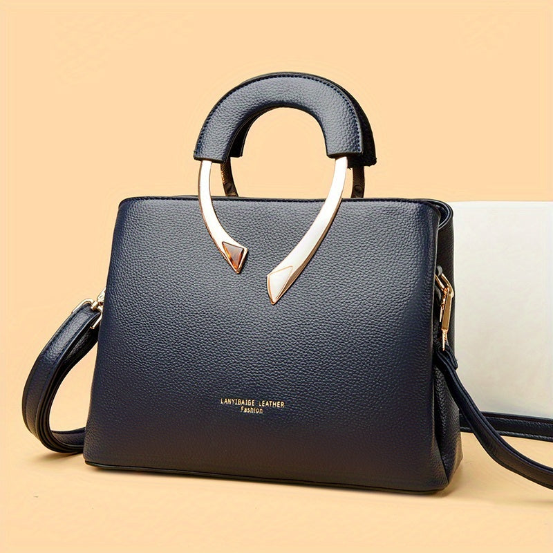 Vintage-Inspired Large Tote Bag with Detachable Shoulder Strap